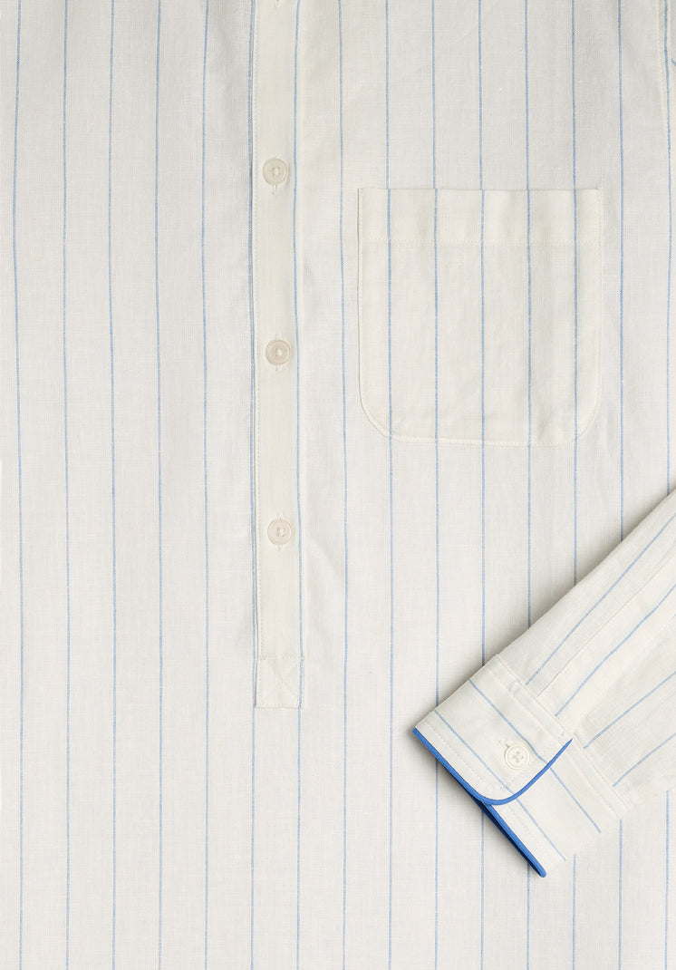 Georgia Kaftan in Linen-Cotton Baker Stripe